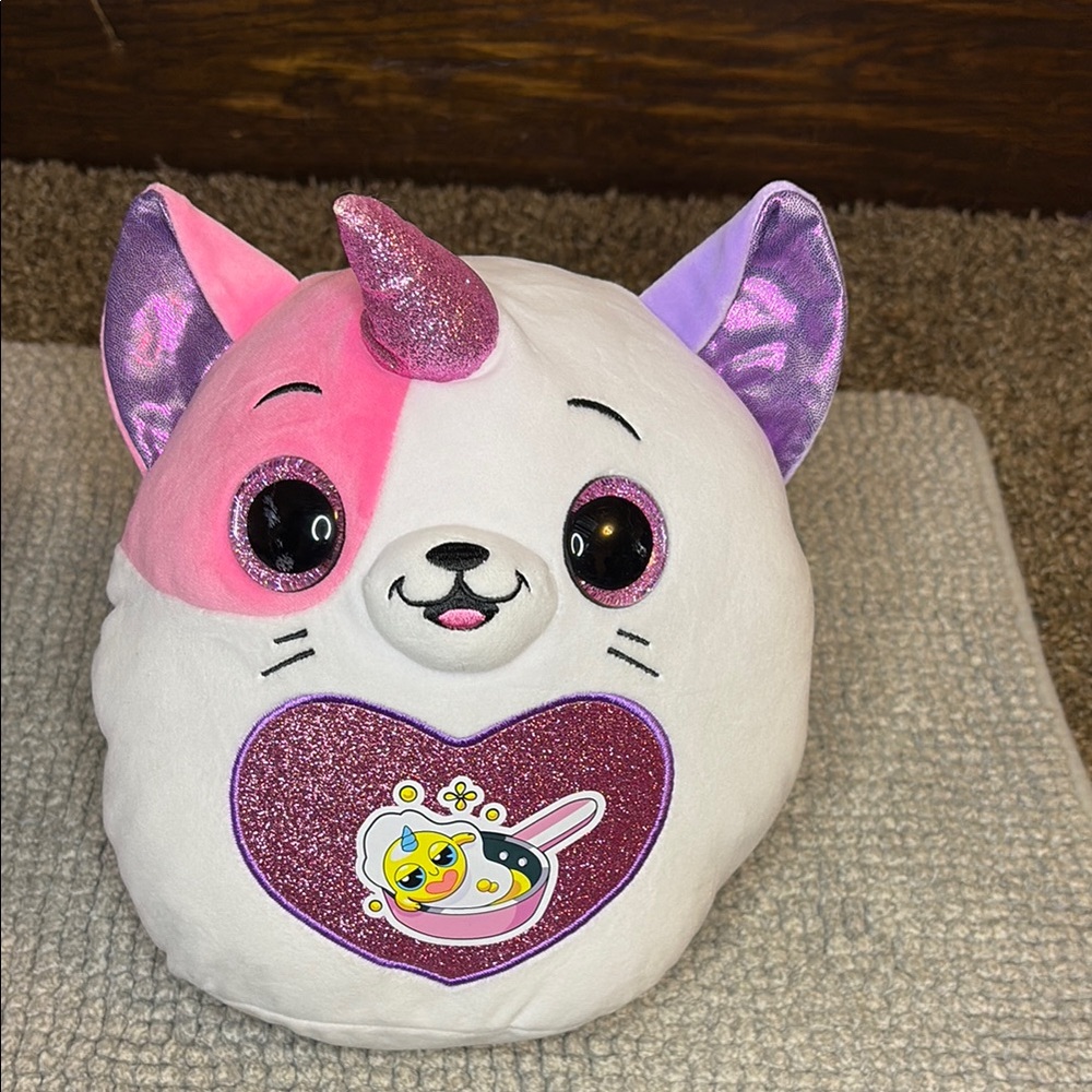 Plush Unicorn Cat Toy - Pink, White, and Purple